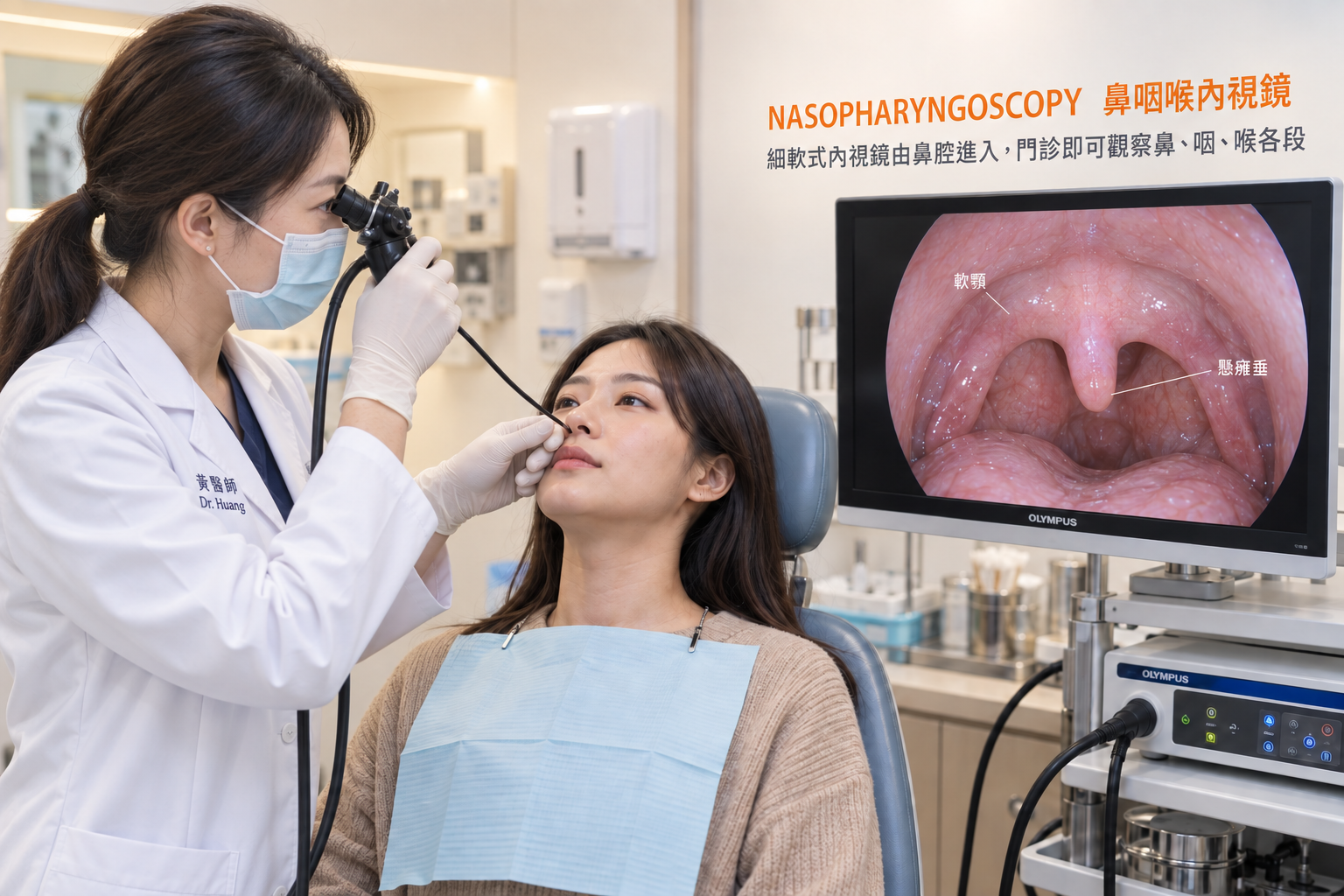 耳鼻喉科醫師使用鼻咽喉內視鏡評估打呼阻塞位置・樂樂耳鼻喉科診所