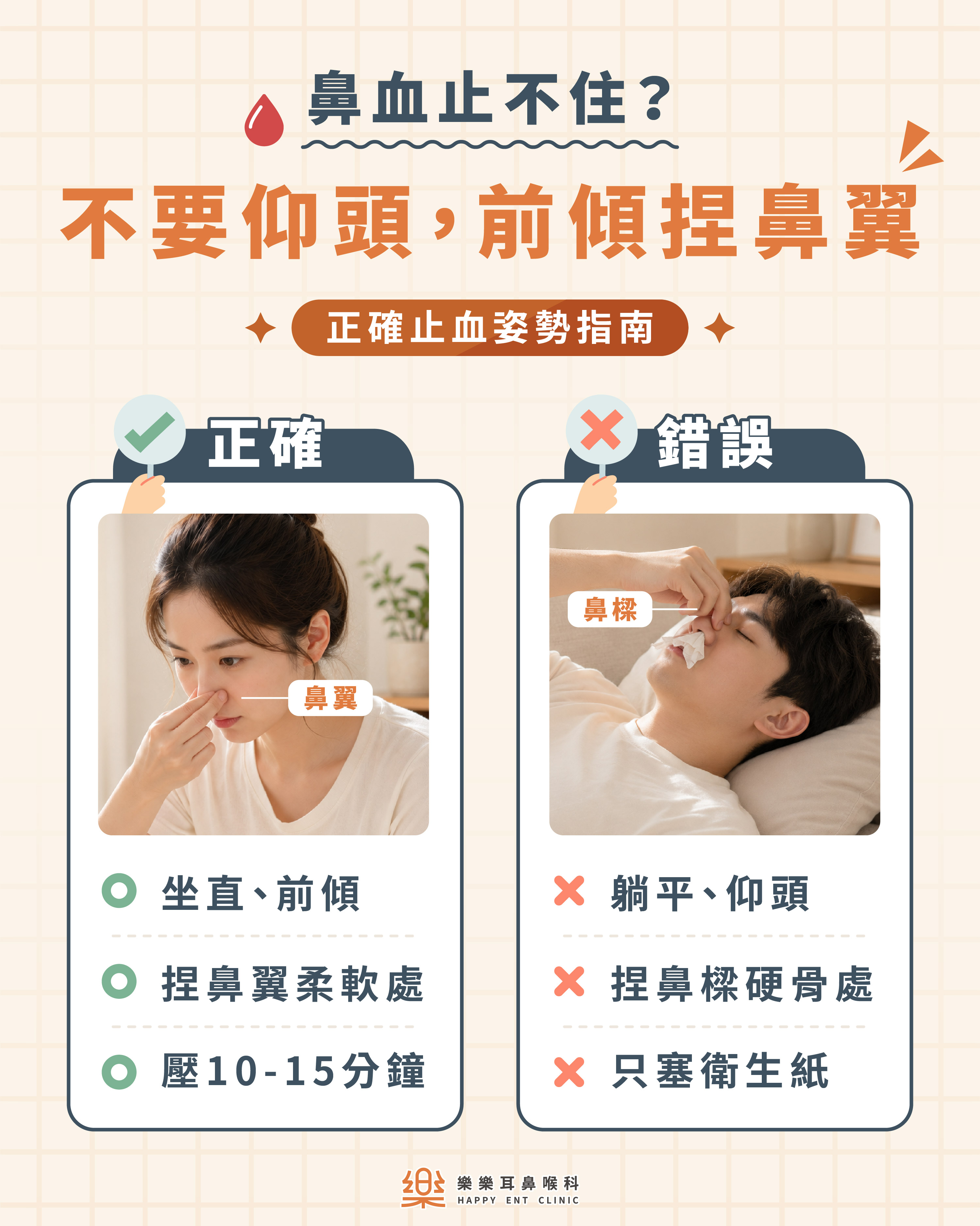 流鼻血正確止血姿勢